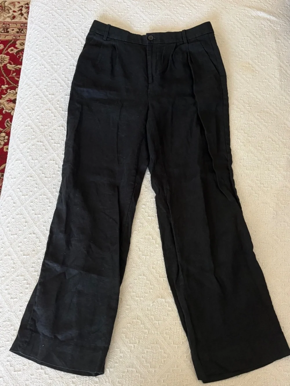 Women's 8 Banana Republic Black Linen Trousers Pleated Front